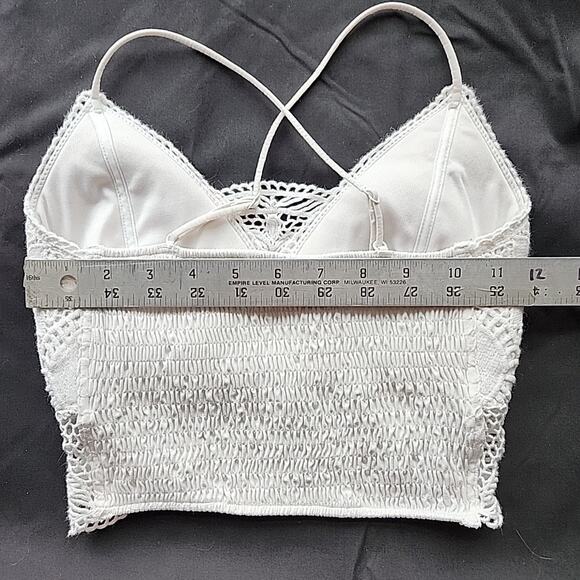 Willow & Root XS White Crochet Babydoll Top Padded Festival Boho Hippie Beach - Picture 6 of 6